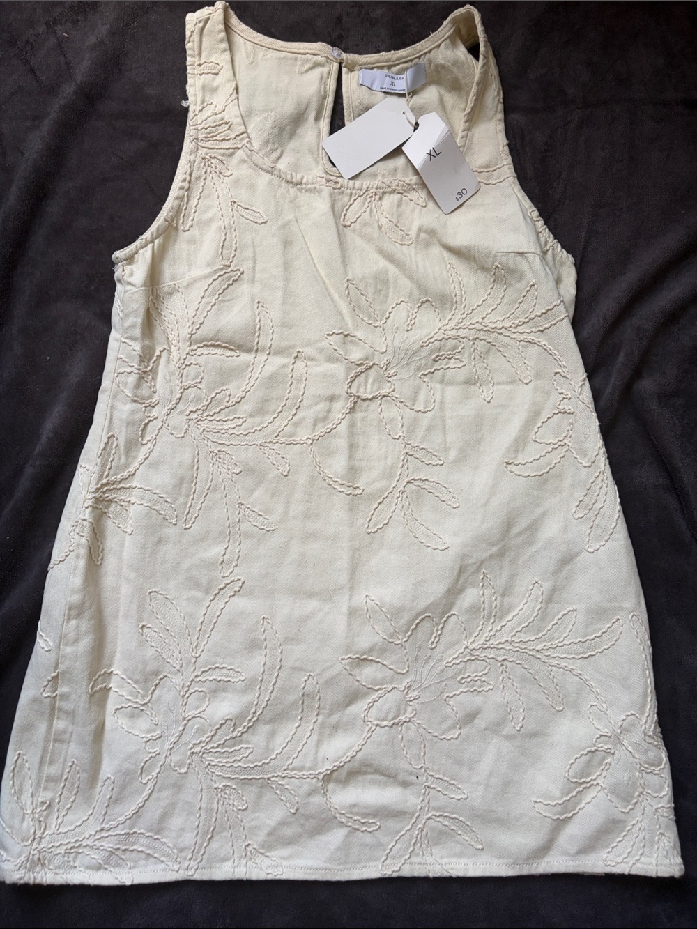 H&M Cream Sleeveless Embroidered Tank